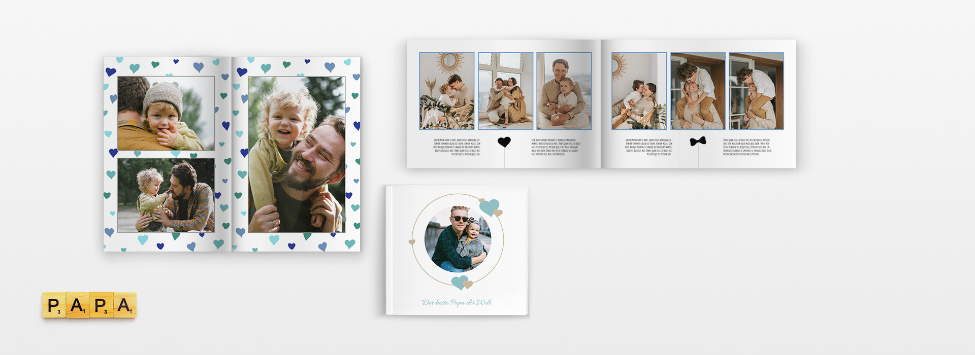 kostenlose Fotobuch-Vorlagen für den
Vatertag - im Online-Editor
